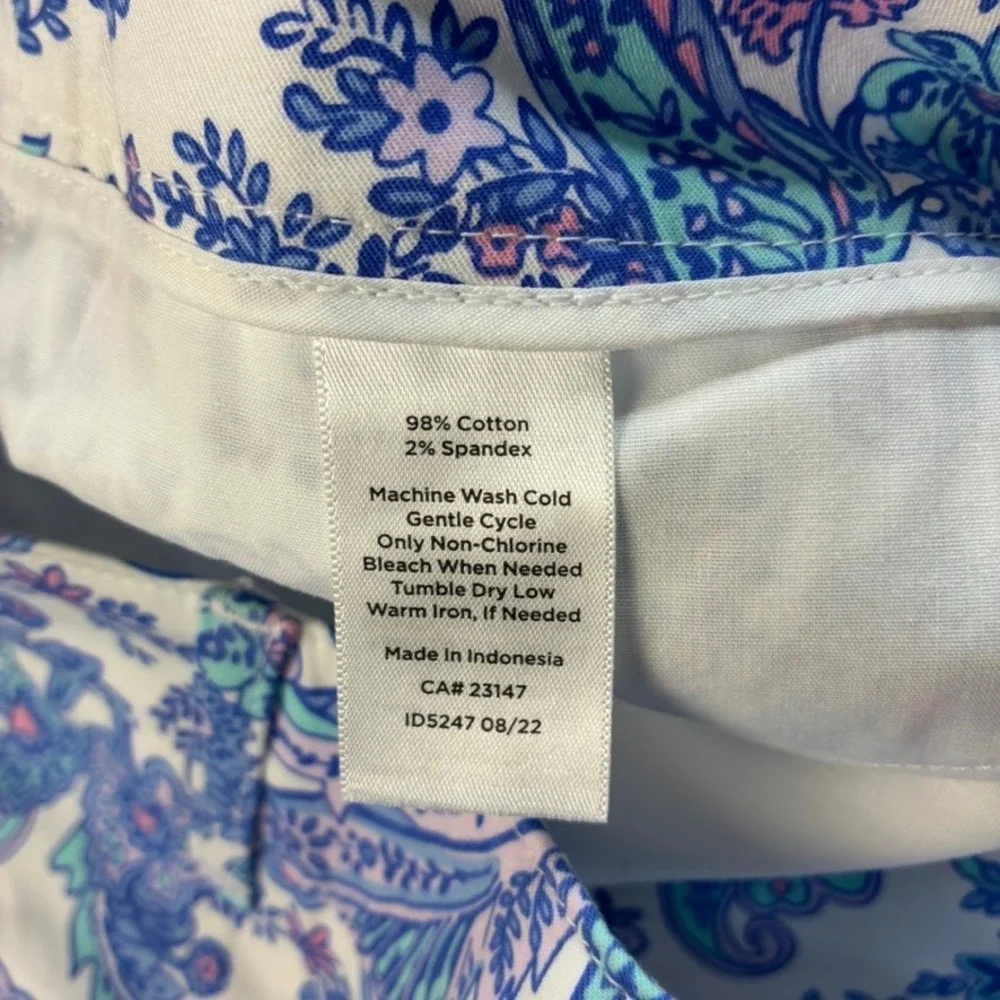 Talbots Petite Blue Pink Paisley Chino Shorts Size‎ 2P Cotton Stretch Summer